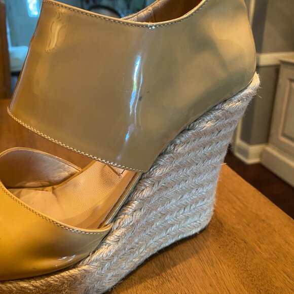 Jimmy Choo Lagoon Nude Patent Leather Wide Ankle Strap Espadrilles. Size 39/8.5 - Picture 3 of 16